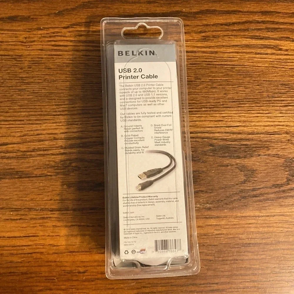 Belkin USB 2.0 10ft printer cable​